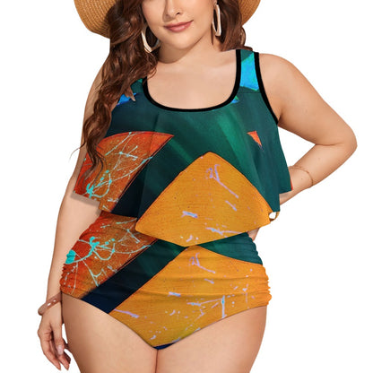 Gavin Scott Ruffled Two Piece Swimsuit (Femme XL-4XL)