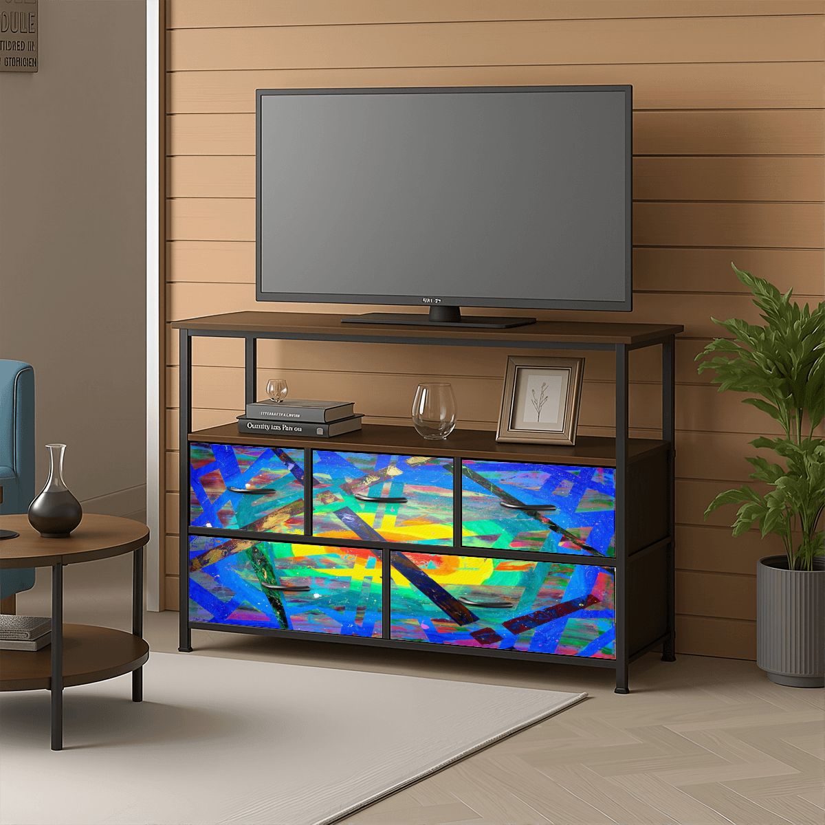 Gavin Scott TV Stand w/5 Drawer Dresser & Charging Station