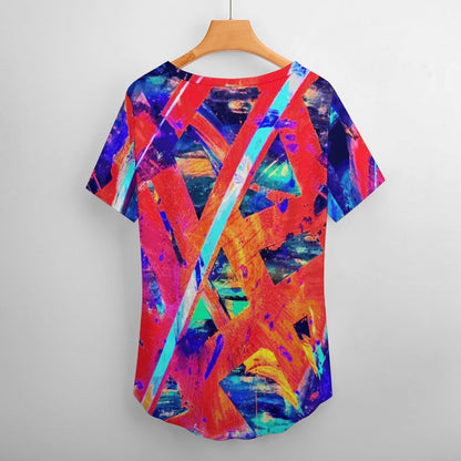 Gavin Scott Ice Silk V-Neck Short-sleeve Shirt (Femme S-5XL)