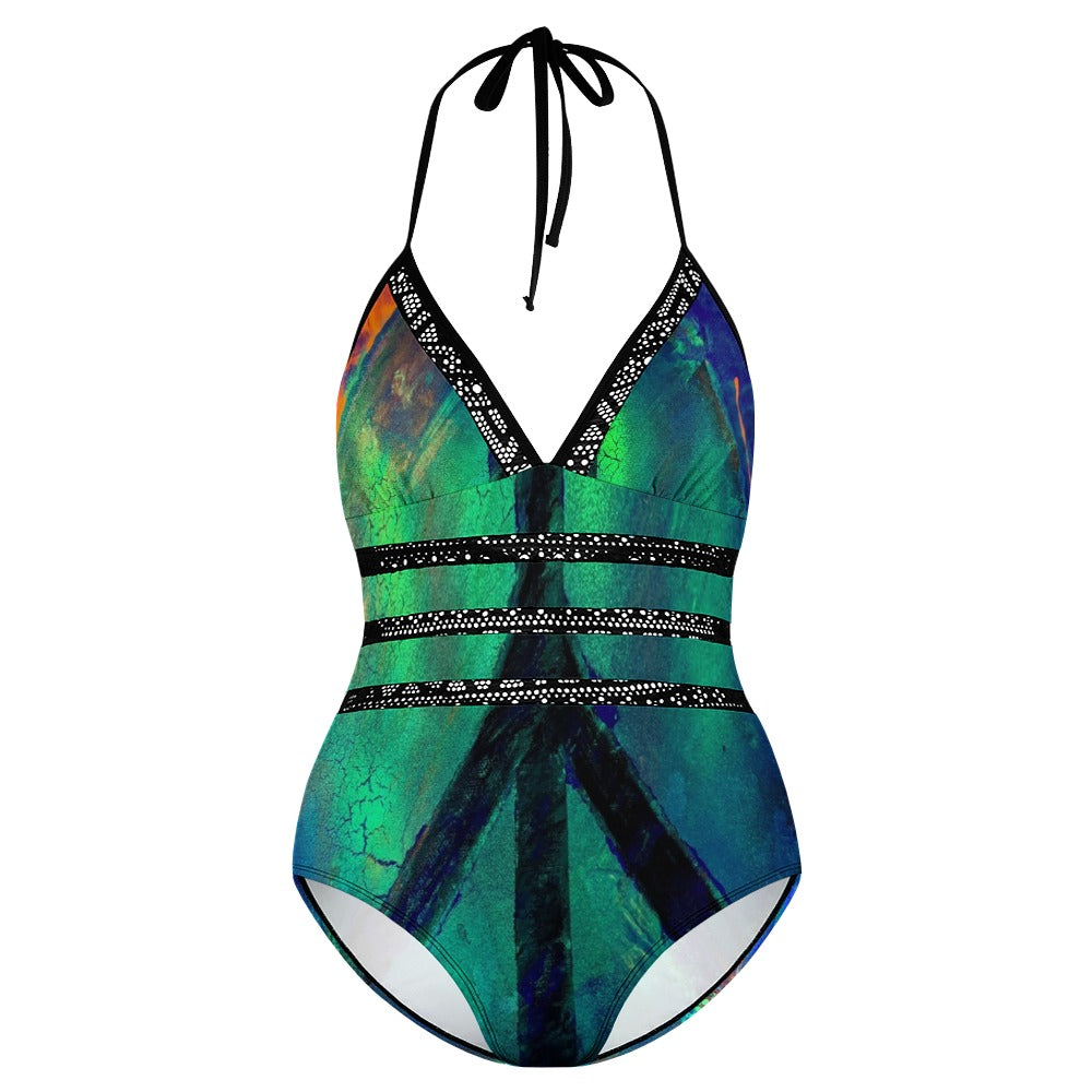 Gavin Scott Lace Halter One-Piece Swimsuit (Femme XL-4XL)