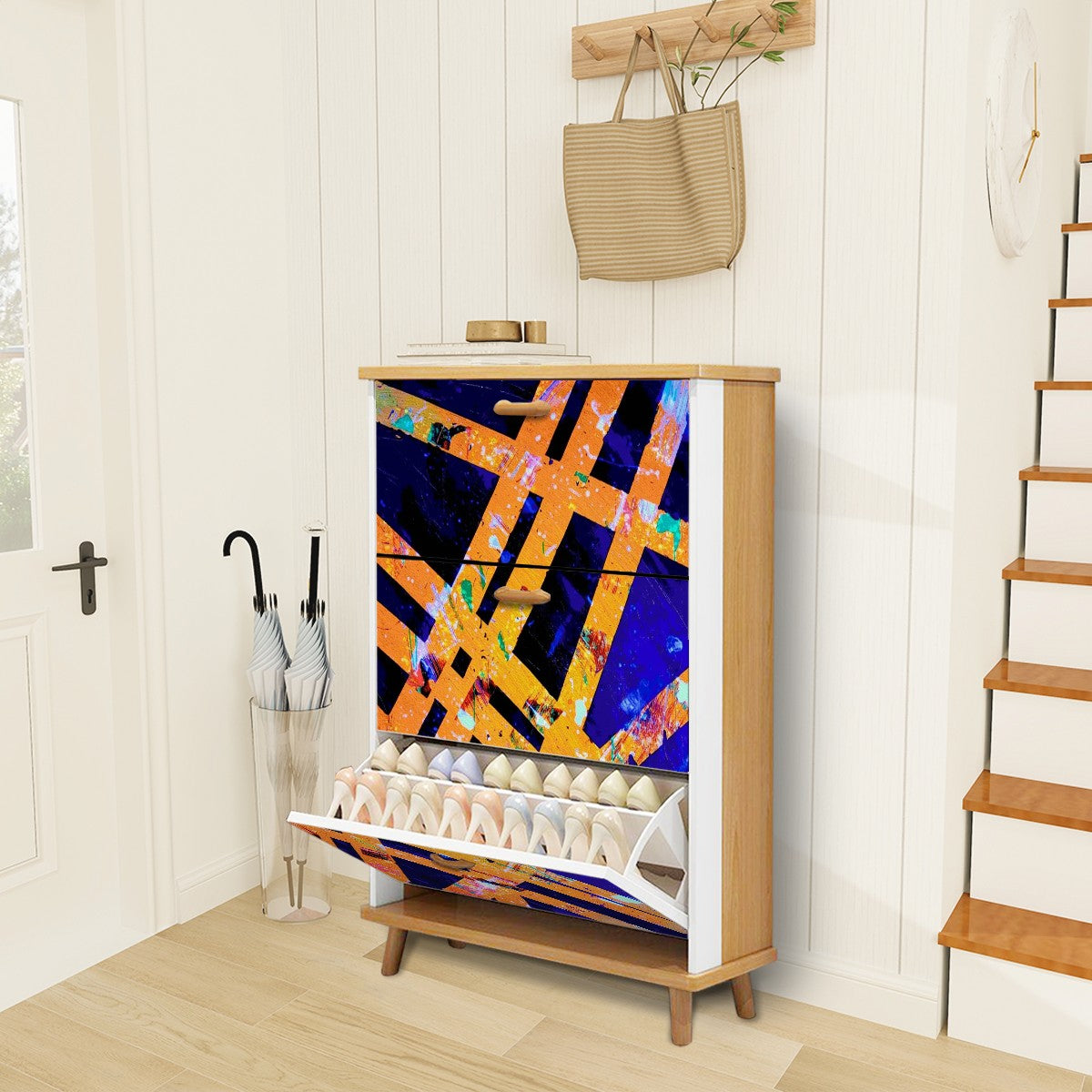 Gavin Scott Wood & Leather Shoe Cabinet