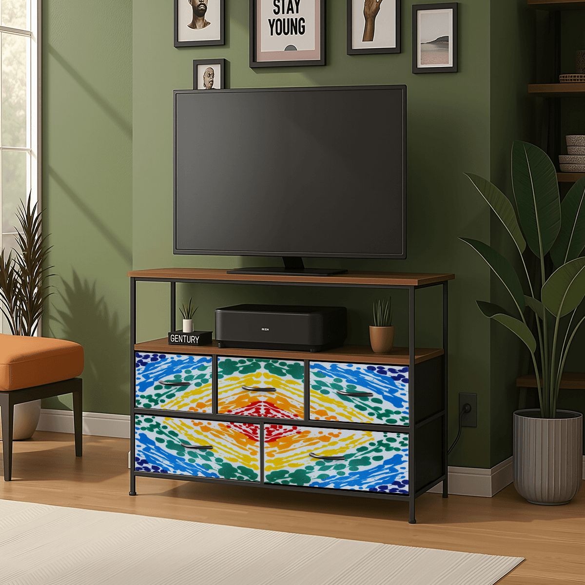 Gavin Scott TV Stand w/5 Drawer Dresser & Charging Station