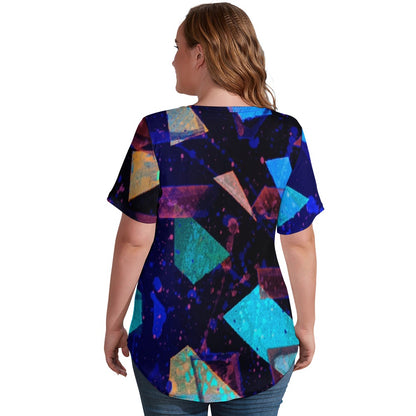 Gavin Scott Ice Silk V-Neck Short-sleeve Shirt (Femme S-5XL)