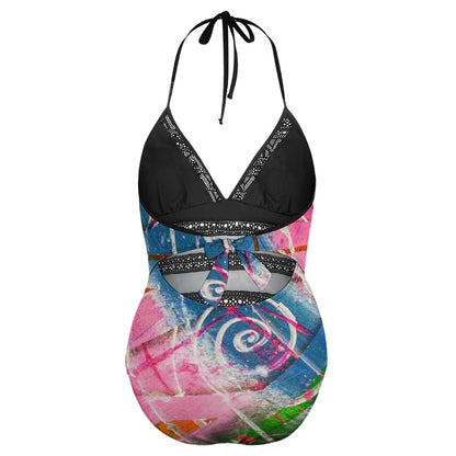 Gavin Scott Lace Halter One-Piece Swimsuit (Femme XL-4XL)