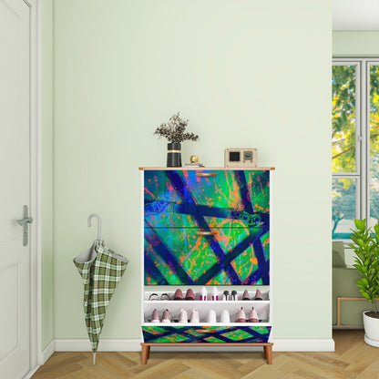 Gavin Scott Wood & Leather Shoe Cabinet