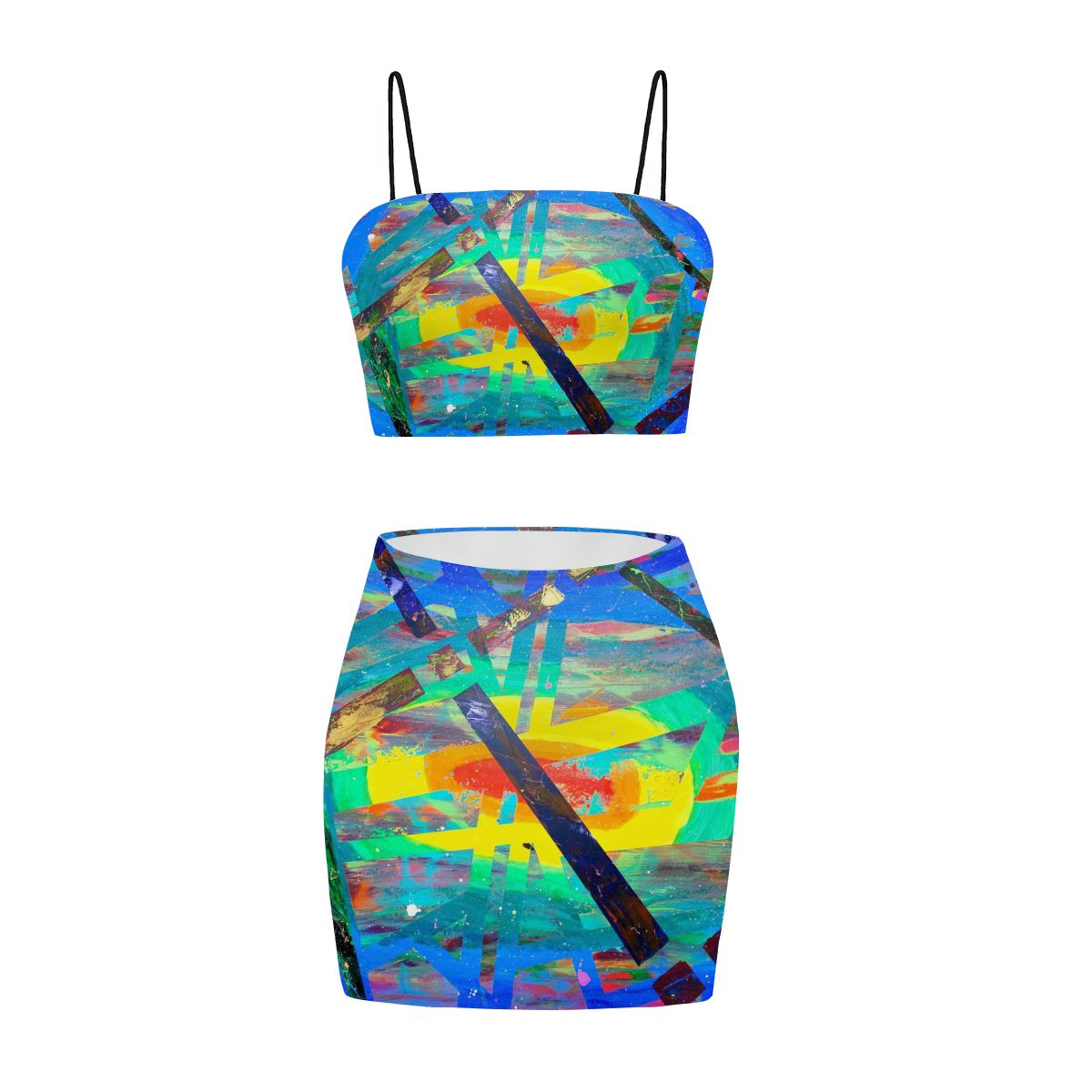 Gavin Scott Crop Tank Top & Mini Skirt Set (Femme S-4XL)