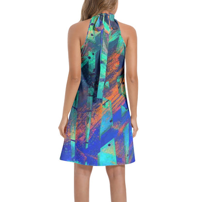 Gavin Scott Tie Back Halter Neck Flared Dress (Femme XS-3XL)