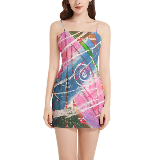 Sleeveless Square Neckline Spaghetti Strap Mini Dress