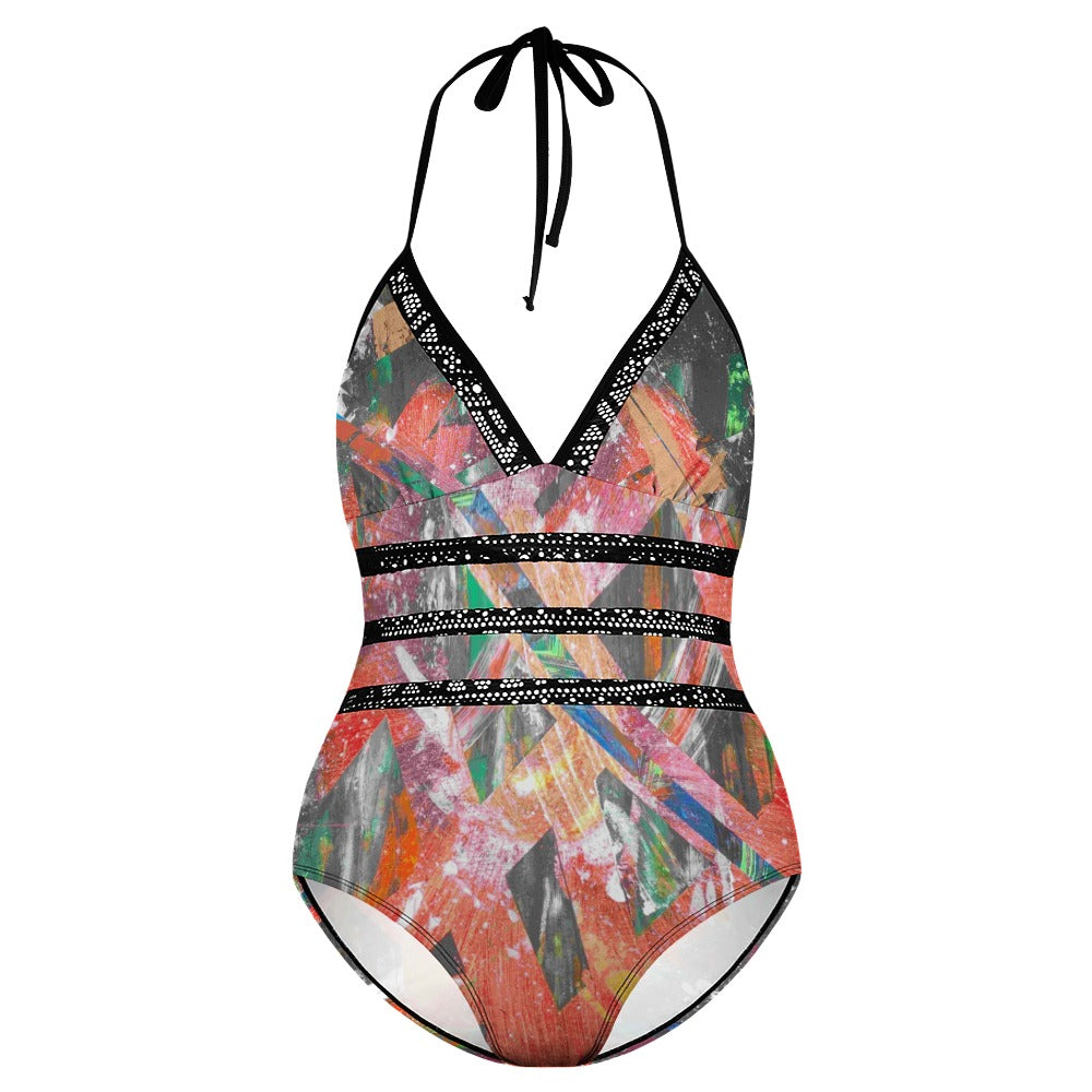 Gavin Scott Lace Halter One-Piece Swimsuit (Femme XL-4XL)