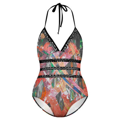 Gavin Scott Lace Halter One-Piece Swimsuit (Femme XL-4XL)