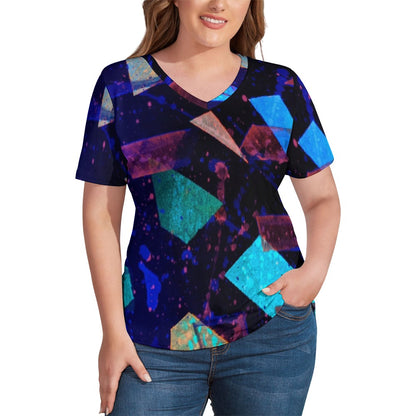 Gavin Scott Ice Silk V-Neck Short-sleeve Shirt (Femme S-5XL)