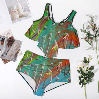 Gavin Scott Ruffled Two Piece Swimsuit (Femme XL-4XL)