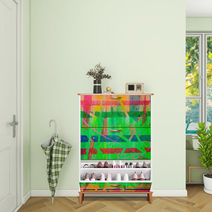 Gavin Scott Wood & Leather Shoe Cabinet