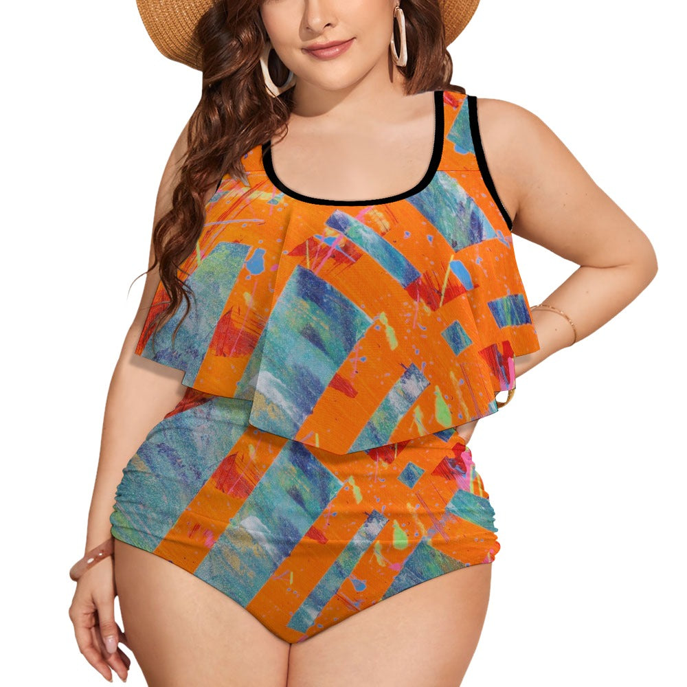 Gavin Scott Ruffled Two Piece Swimsuit (Femme XL-4XL)