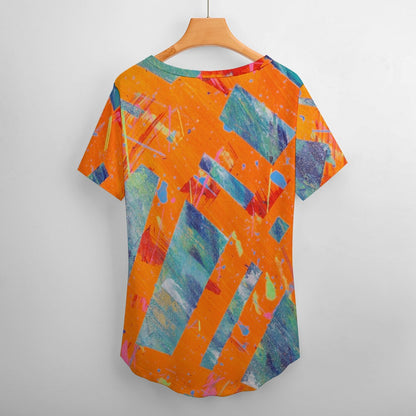 Gavin Scott Ice Silk V-Neck Short-sleeve Shirt (Femme S-5XL)