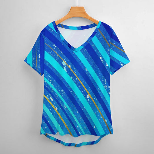 Gavin Scott Ice Silk V-Neck Short-sleeve Shirt (Femme S-5XL)