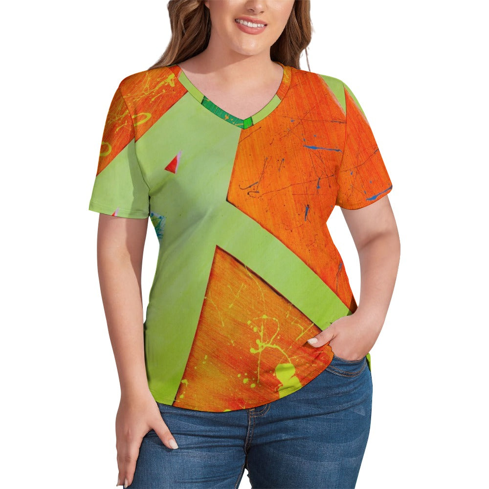 Gavin Scott Ice Silk V-Neck Short-sleeve Shirt (Femme S-5XL)