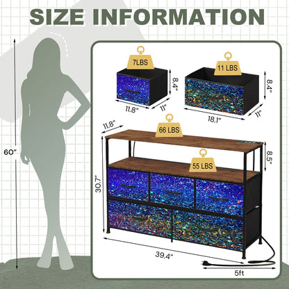 Gavin Scott TV Stand w/5 Drawer Dresser & Charging Station