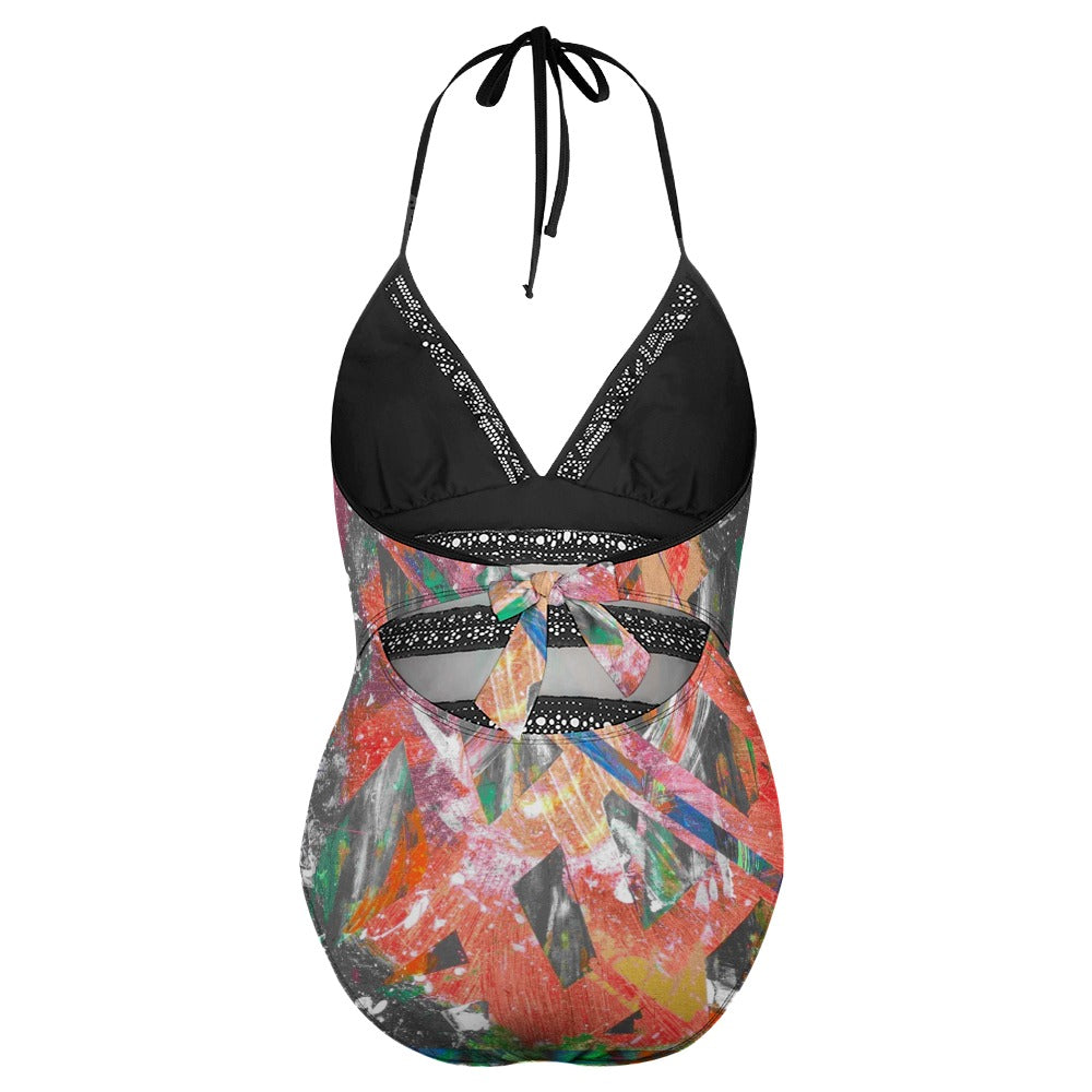 Gavin Scott Lace Halter One-Piece Swimsuit (Femme XL-4XL)