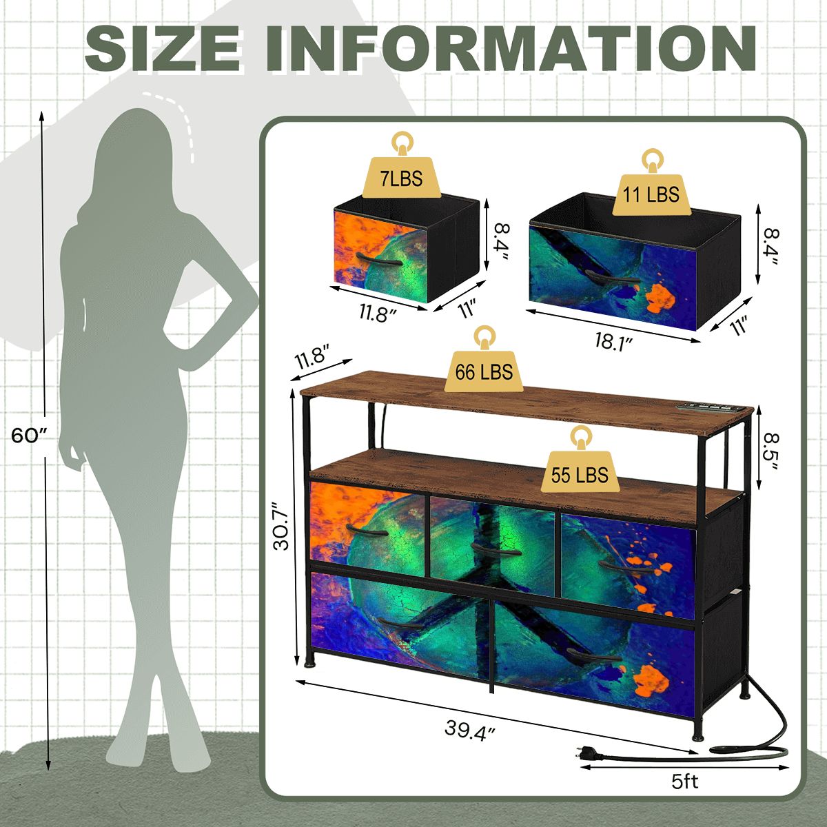 Gavin Scott TV Stand w/5 Drawer Dresser & Charging Station