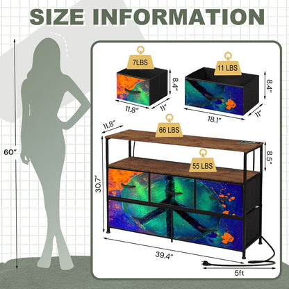 Gavin Scott TV Stand w/5 Drawer Dresser & Charging Station