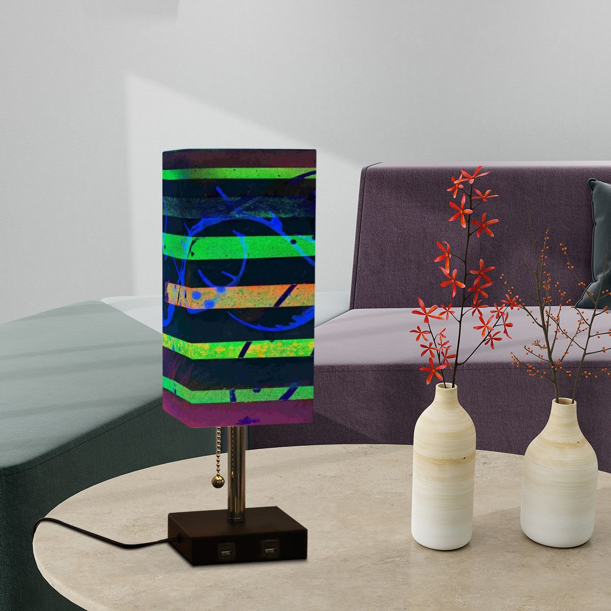 Gavin Scott Square Table Lamp with USB Port