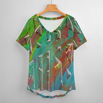 Gavin Scott Ice Silk V-Neck Short-sleeve Shirt (Femme S-5XL)
