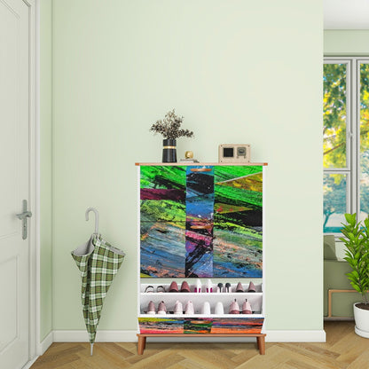 Gavin Scott Wood & Leather Shoe Cabinet