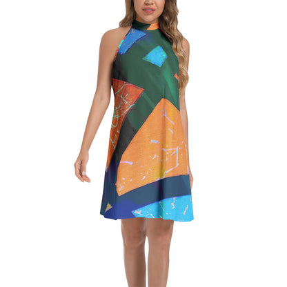 Gavin Scott Tie Back Halter Neck Flared Dress (Femme XS-3XL)