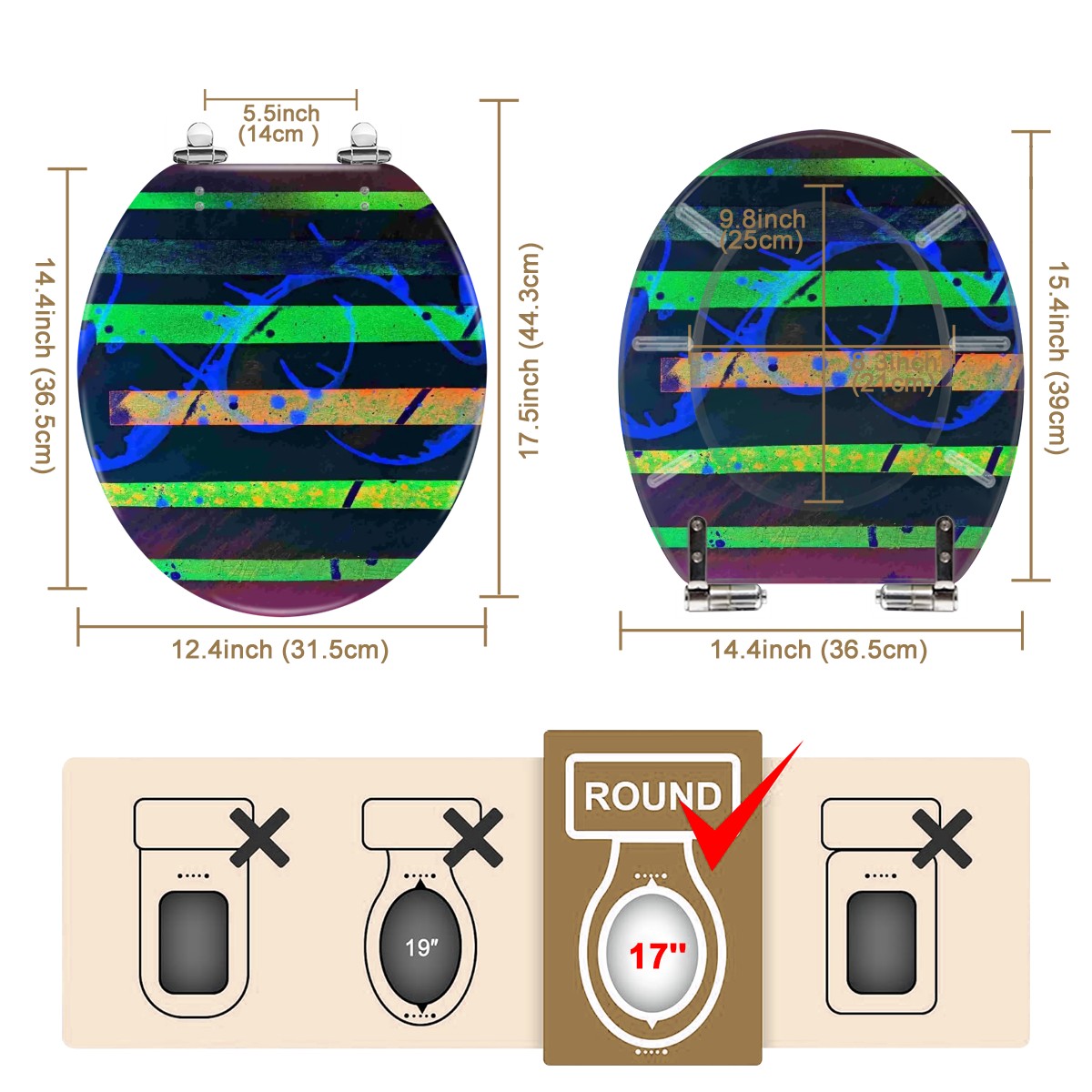 Gavin Scott Round Toilet Seat w/Matching Soft-close Lid (O-Shape)