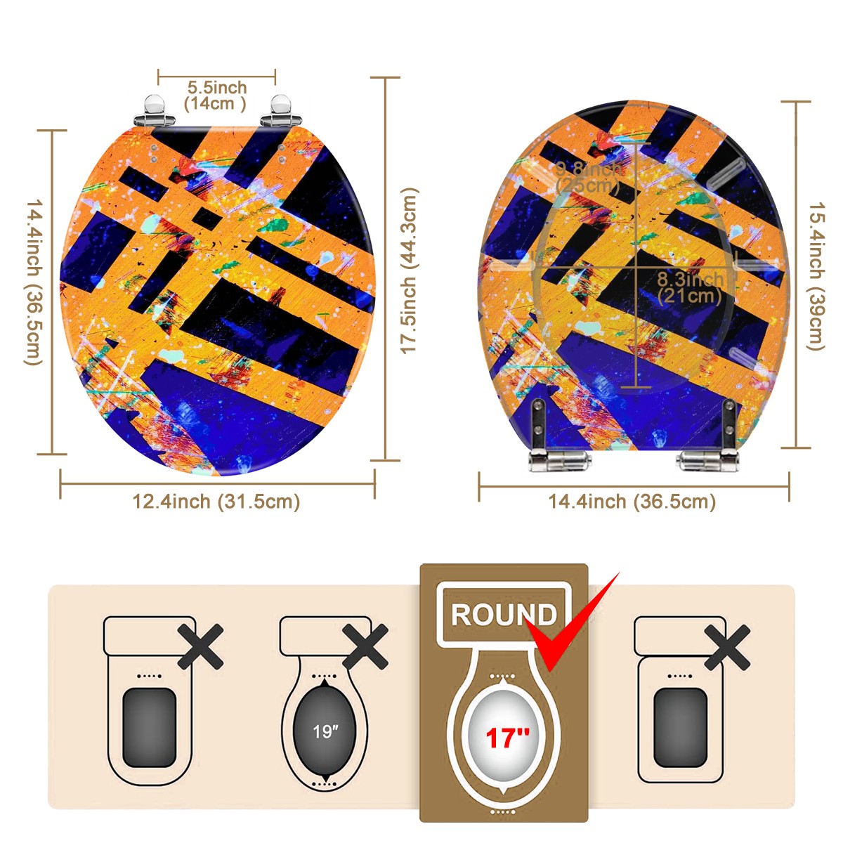 Gavin Scott Round Toilet Seat w/Matching Soft-close Lid (O-Shape)