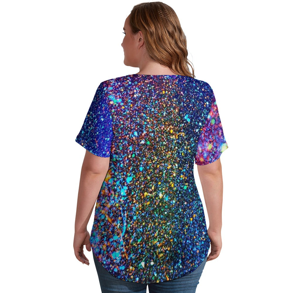 Gavin Scott Ice Silk V-Neck Short-sleeve Shirt (Femme S-5XL)