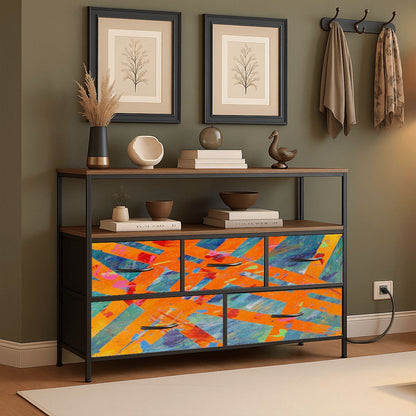 Gavin Scott TV Stand w/5 Drawer Dresser & Charging Station