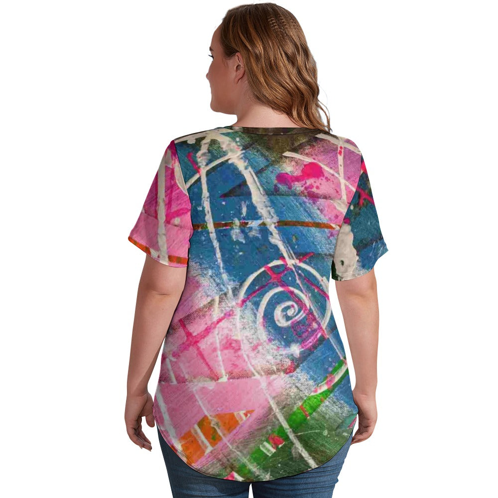 Gavin Scott Ice Silk V-Neck Short-sleeve Shirt (Femme S-5XL)