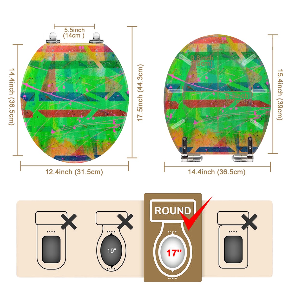 Gavin Scott Round Toilet Seat w/Matching Soft-close Lid (O-Shape)