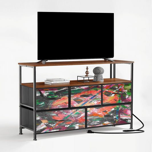 Gavin Scott TV Stand w/5 Drawer Dresser & Charging Station