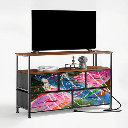 Gavin Scott TV Stand w/5 Drawer Dresser & Charging Station