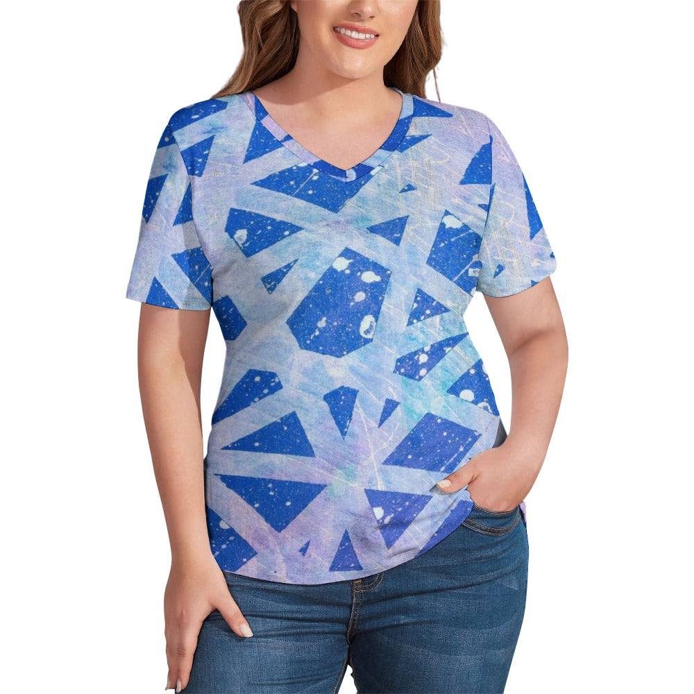 Gavin Scott Ice Silk V-Neck Short-sleeve Shirt (Femme S-5XL)