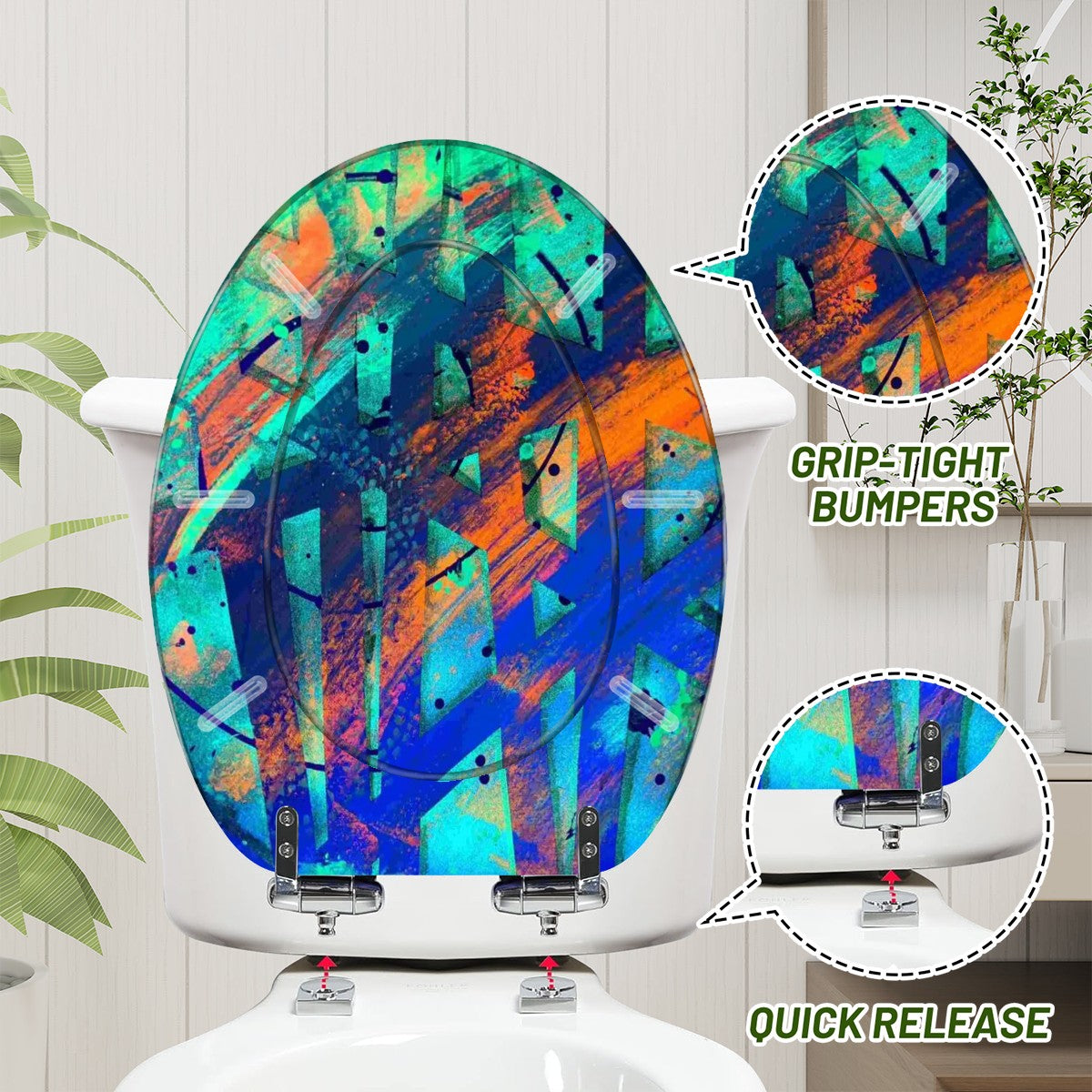 Gavin Scott Elongated Toilet Seat w/Matching Soft-close Lid (V-Shape)