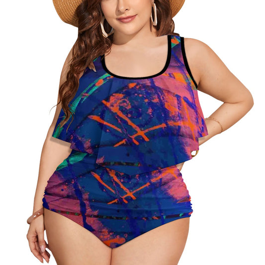 Gavin Scott Ruffled Two Piece Swimsuit (Femme XL-4XL)