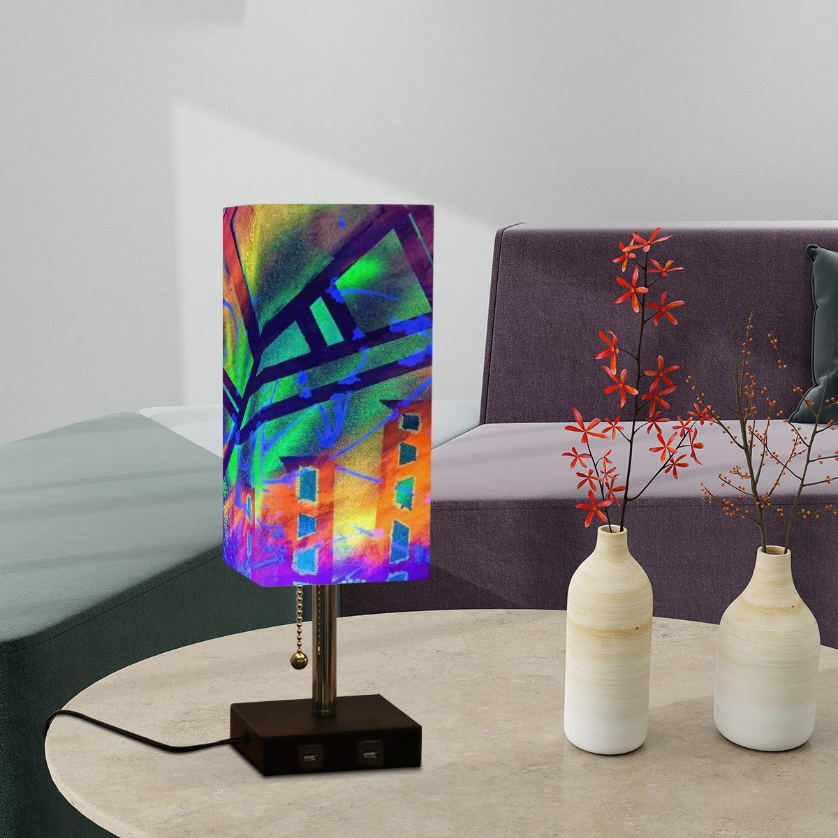 Gavin Scott Square Table Lamp with USB Port