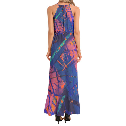 Gavin Scott Ruffle Hem Halter Neck Maxi Dress (Femme XS-3XL)
