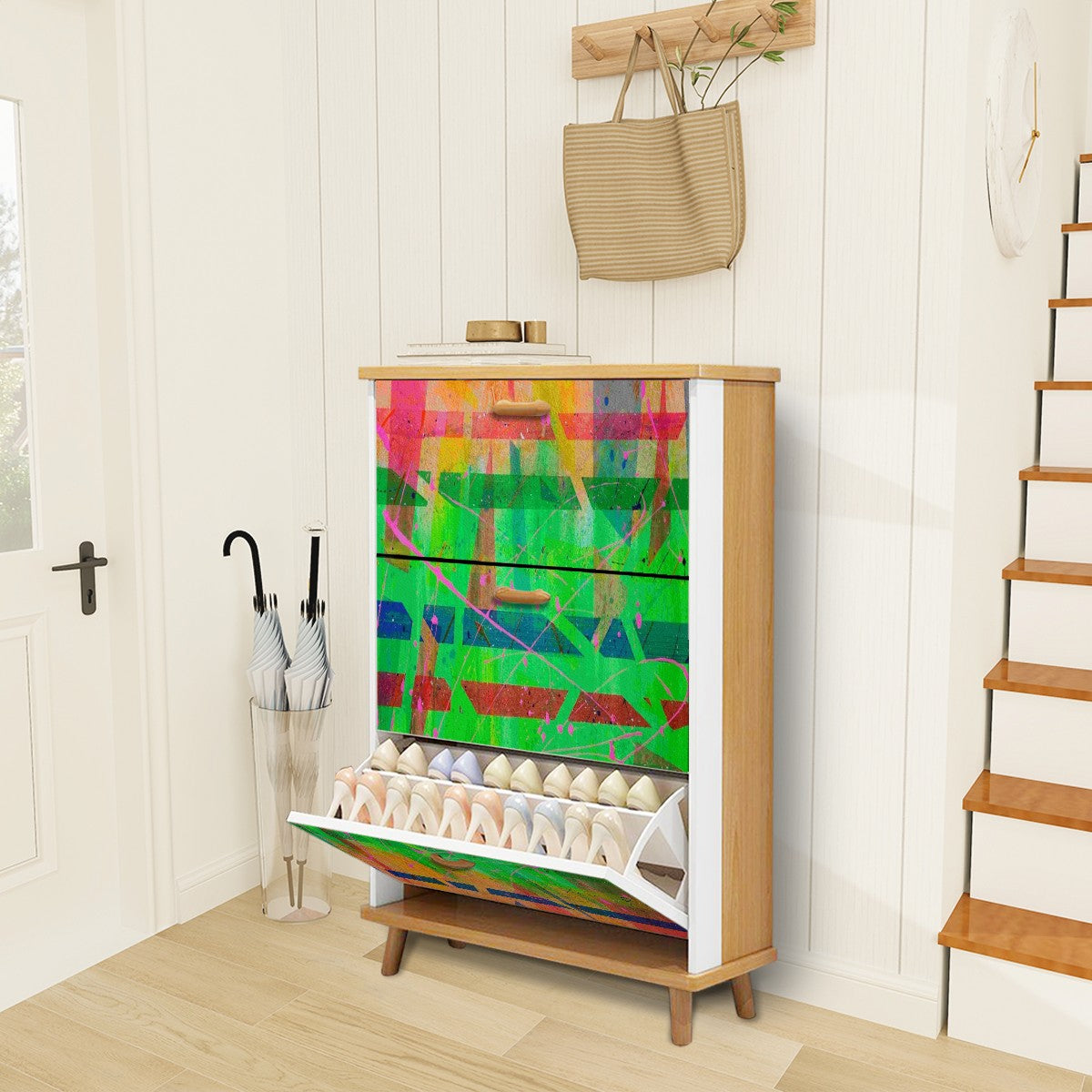 Gavin Scott Wood & Leather Shoe Cabinet