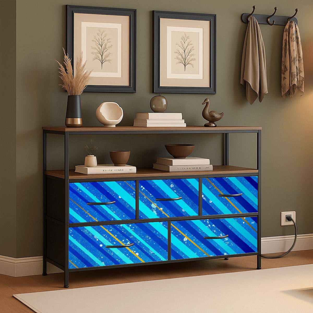 Gavin Scott TV Stand w/5 Drawer Dresser & Charging Station