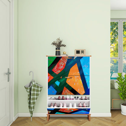 Gavin Scott Wood & Leather Shoe Cabinet