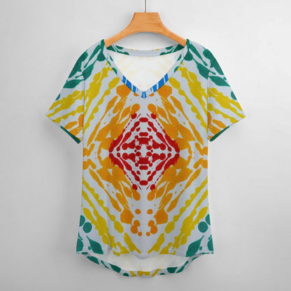 Gavin Scott Ice Silk V-Neck Short-sleeve Shirt (Femme S-5XL)