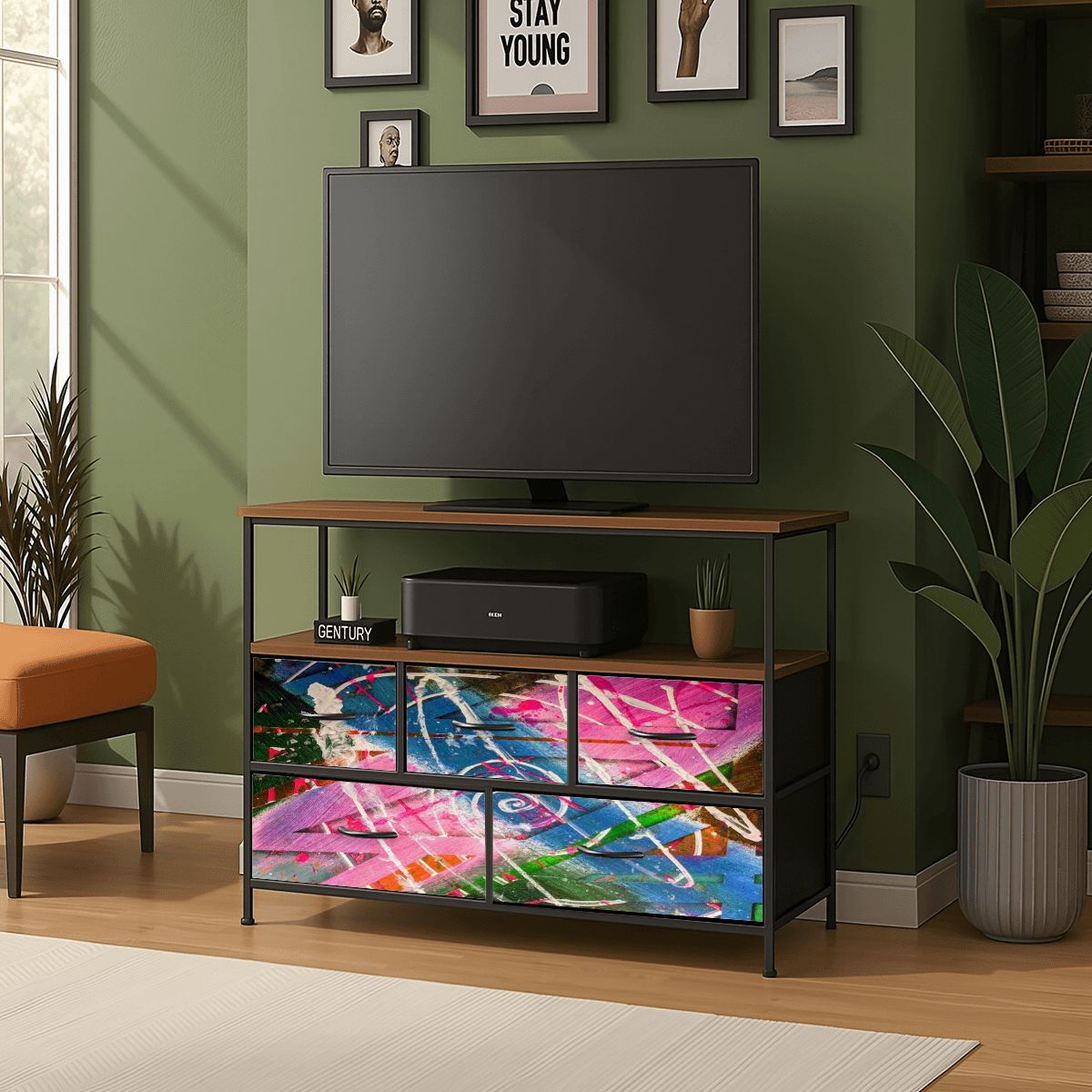 Gavin Scott TV Stand w/5 Drawer Dresser & Charging Station