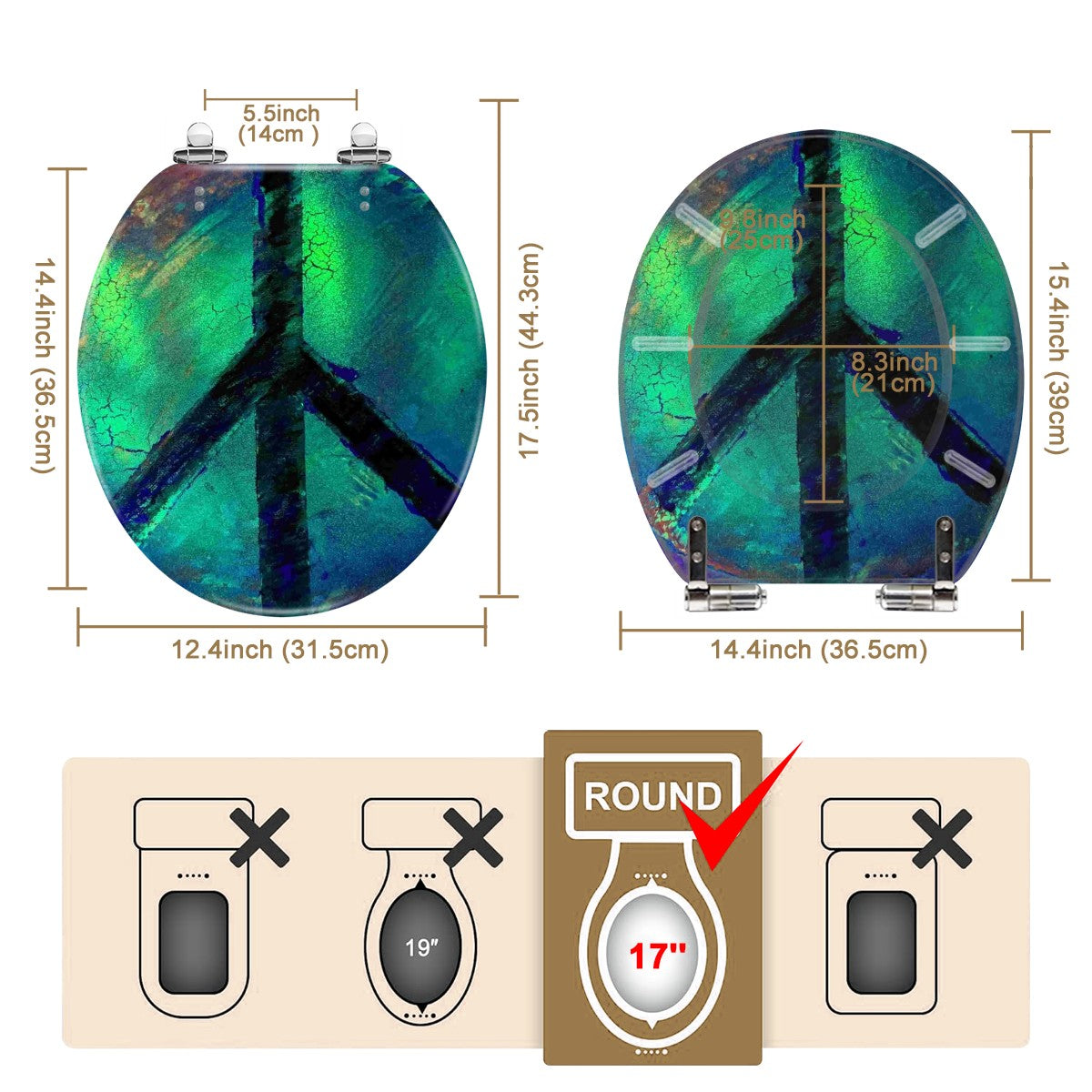 Gavin Scott Round Toilet Seat w/Matching Soft-close Lid (O-Shape)