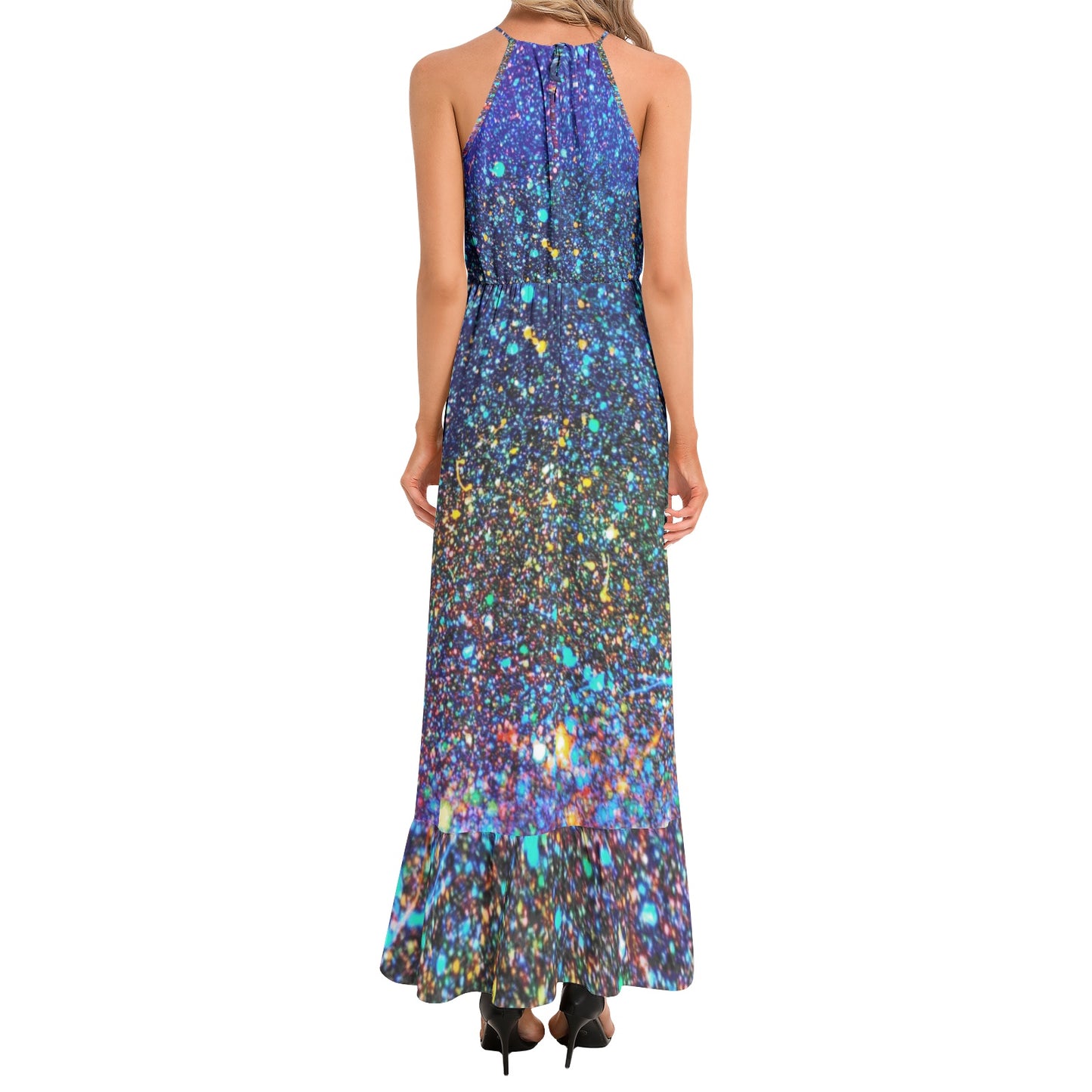 Gavin Scott Ruffle Hem Halter Neck Maxi Dress (Femme XS-3XL)