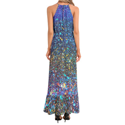 Gavin Scott Ruffle Hem Halter Neck Maxi Dress (Femme XS-3XL)